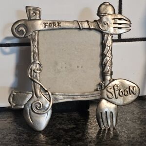 Pier 1 Imports Vintage Pewter Picture Photo Frame‎ Kitchen Maximalist Bold 3x3